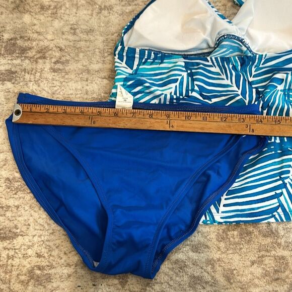 Chaps size 10 two piece bathing suit halter tankini - Picture 9 of 11
